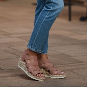 Strappy Rose Taupe Espadrille Wedge Sandals